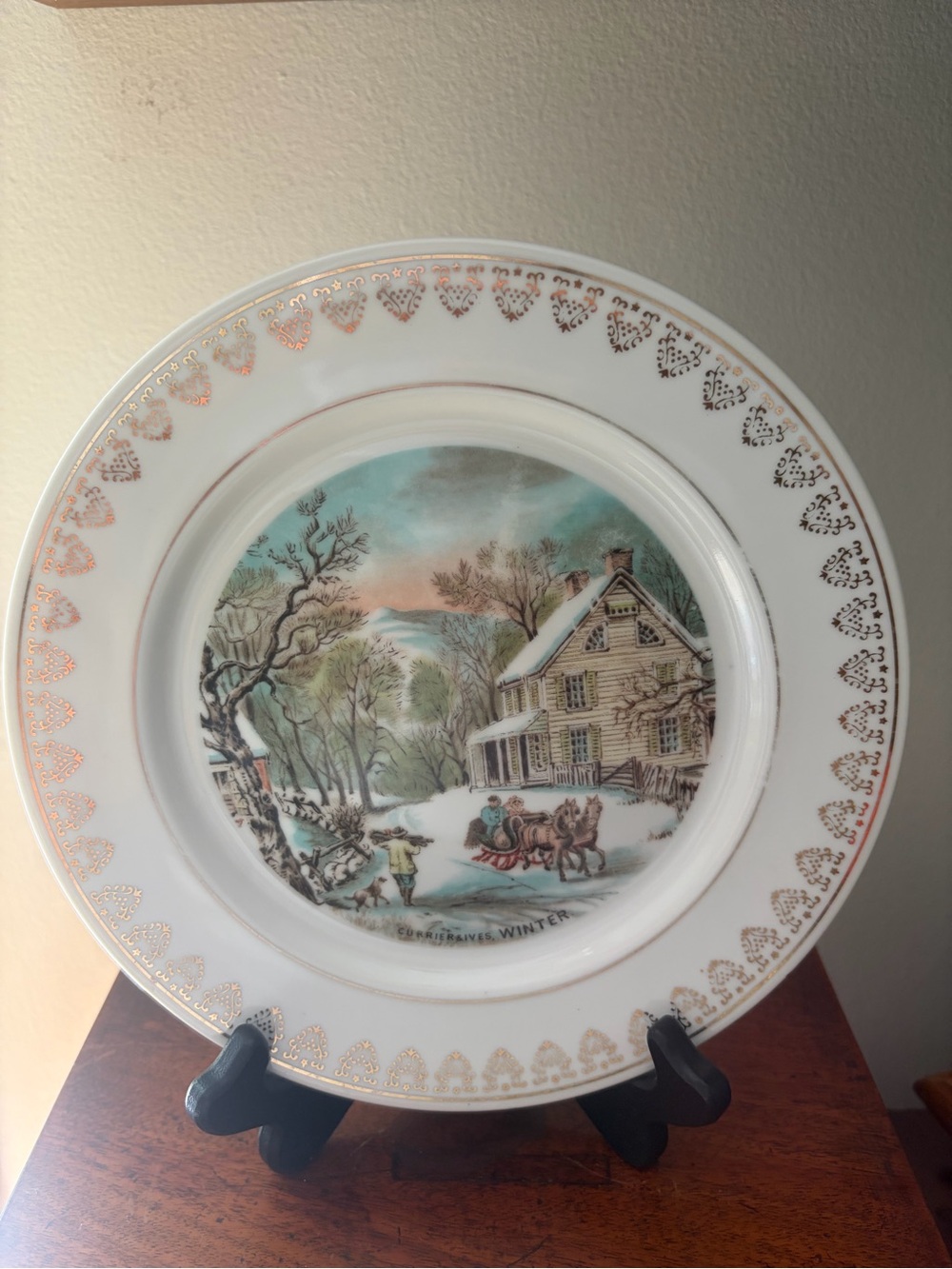 Currier & Ives the homestead in winter collector plate Americana winter decor